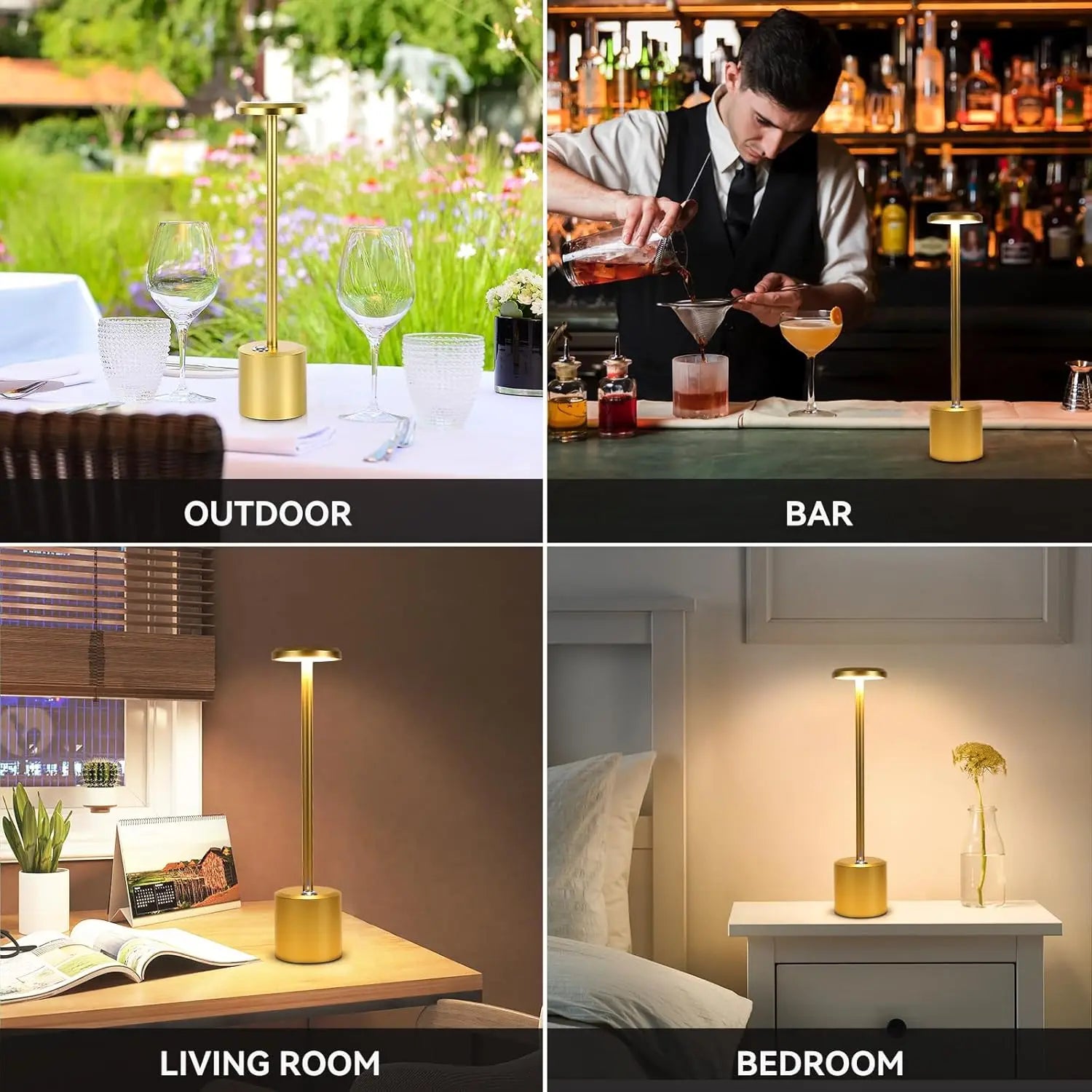 Rechargeable LED Wireless Touch Desk Lamps Set of 2, 5000mAh Battery Operated Lamp, 3 Color Modes, Stepless Dimming, Desk Lamp